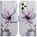 For OPPO Realme C35 Coloured Drawing Leather Phone Case(Magnolia Flower)
