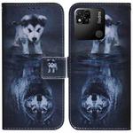 For Xiaomi Redmi 10A Coloured Drawing Leather Phone Case(Wolf and Dog)