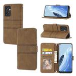 For OPPO Reno7 5G Embossed Striped Magnetic Buckle Horizontal Flip Phone Leather Case(Brown)