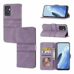 For OPPO Reno7 5G Embossed Striped Magnetic Buckle Horizontal Flip Phone Leather Case(Purple)