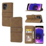For OPPO Find X5 Embossed Striped Magnetic Buckle Horizontal Flip Phone Leather Case(Brown)