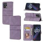 For OPPO Realme 9 Pro+ Embossed Striped Magnetic Buckle Horizontal Flip Phone Leather Case(Purple)