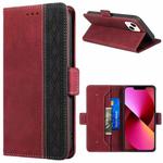 For iPhone 13 Stitching Magnetic RFID Leather Case(Red)