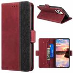 For iPhone 13 Pro Stitching Magnetic RFID Leather Case (Red)