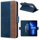 For iPhone 13 Pro Max Stitching Magnetic RFID Leather Case (Royal Blue)
