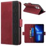 For iPhone 13 Pro Max Stitching Magnetic RFID Leather Case (Red)