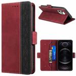 For iPhone 12 / 12 Pro Stitching Magnetic RFID Leather Case(Red)