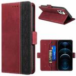 For iPhone 12 Pro Max Stitching Magnetic RFID Leather Case(Red)