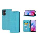 For OPPO A96 5G Woven Texture Stitching Magnetic PU Leather Phone Case(Blue)