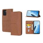 For OPPO Reno7 SE 5G Woven Texture Stitching Magnetic PU Leather Phone Case(Brown)