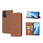 For OPPO Reno7 5G Woven Texture Stitching Magnetic PU Leather Phone Case(Brown)