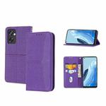 For OPPO Reno7 5G Woven Texture Stitching Magnetic PU Leather Phone Case(Purple)