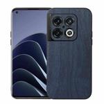 For OnePlus 10 Pro 5G Wood Texture PU Phone Case(Blue)