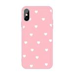 For iPhone X / XS Multiple Love-hearts Pattern Colorful Frosted TPU Phone Protective Case(Pink)