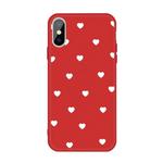 For iPhone X / XS Multiple Love-hearts Pattern Colorful Frosted TPU Phone Protective Case(Red)