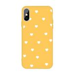 For iPhone X / XS Multiple Love-hearts Pattern Colorful Frosted TPU Phone Protective Case(Yellow)