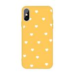 For iPhone XS Max Multiple Love-hearts Pattern Colorful Frosted TPU Phone Protective Case(Yellow)