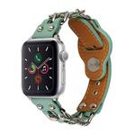 Genuine Leather Female Style Watch Band For Apple Watch Series 8&7 41mm / SE 2&6&SE&5&4 40mm / 3&2&1 38mm(Green)