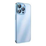 For iPhone 13 Pro Plating Frosted Hardware Shockproof Phone Case (Blue)