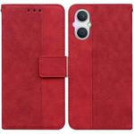 For OPPO A96 5G / Reno7 Z 5G Geometric Embossed Leather Phone Case(Red)