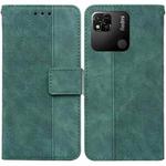 For Xiaomi Redmi 10A Geometric Embossed Leather Phone Case(Green)