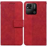 For Xiaomi Redmi 10A Geometric Embossed Leather Phone Case(Red)