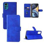 For Motorola Moto G22 Skin Feel Magnetic Buckle Calf Texture PU Phone Case(Blue)