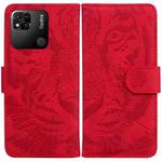 For Xiaomi Redmi 10A Tiger Embossing Pattern Leather Phone Case(Red)