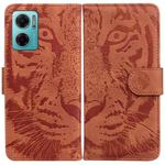 For Xiaomi Redmi Note 11E / Redmi 10 5G Tiger Embossing Pattern Leather Phone Case(Brown)