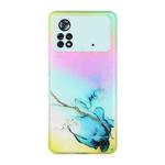 For Xiaomi Poco M4 Pro Laser Marble Pattern Clear TPU Phone Case(Blue)