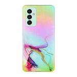 For Samsung Galaxy M23 Laser Marble Pattern Clear TPU Phone Case(Green)