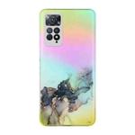 For Xiaomi Redmi Note 11 Foreign Version Laser Marble Pattern Clear TPU Phone Case(Black)