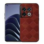 For OnePlus 10 Pro 5G Weave Plaid PU Phone Case(Brown)