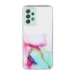 For Samsung Galaxy A73 5G Hollow Marble Pattern TPU Precise Hole Phone Case(Green)