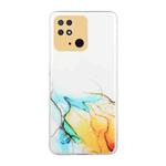 For Xiaomi Redmi 10C Hollow Marble Pattern TPU Precise Hole Phone Case(Yellow)