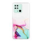 For Xiaomi Redmi 10C Hollow Marble Pattern TPU Precise Hole Phone Case(Green)