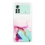 For Xiaomi Poco M4 Pro Hollow Marble Pattern TPU Precise Hole Phone Case(Green)