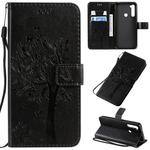 For Xiaomi Redmi Note 8T Tree & Cat Pattern Pressed Printing Horizontal Flip PU Leather Case with Holder & Card Slots & Wallet & Lanyard(Black)