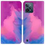 For OPPO Realme C31 Watercolor Pattern Horizontal Flip Leather Phone Case(Purple Red)