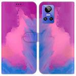 For OPPO Realme GT Neo3 Watercolor Pattern Horizontal Flip Leather Phone Case(Purple Red)