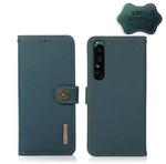 For Sony Xperia 1 IV KHAZNEH Custer Genuine Leather RFID Phone Case(Green)