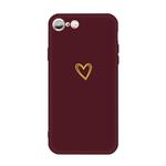 For iPhone 6s / 6 Golden Love-heart Pattern Colorful Frosted TPU Phone Protective Case(Wine Red)