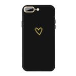 For iPhone 8 Plus / 7 Plus Golden Love-heart Pattern Colorful Frosted TPU Phone Protective Case(Black)