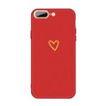 For iPhone 8 Plus / 7 Plus Golden Love-heart Pattern Colorful Frosted TPU Phone Protective Case(Red)