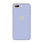 For iPhone 8 Plus / 7 Plus Golden Love-heart Pattern Colorful Frosted TPU Phone Protective Case(Light Purple)