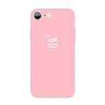 For iPhone SE 2022 / SE 2020 / 8 / 7 Golden Love-heart Pattern Colorful Frosted TPU Phone Protective Case(Pink)