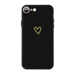 For iPhone SE 2022 / SE 2020 / 8 / 7 Golden Love-heart Pattern Colorful Frosted TPU Phone Protective Case(Black)