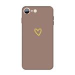 For iPhone SE 2022 / SE 2020 / 8 / 7 Golden Love-heart Pattern Colorful Frosted TPU Phone Protective Case(Khaki)