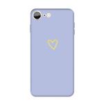 For iPhone SE 2022 / SE 2020 / 8 / 7 Golden Love-heart Pattern Colorful Frosted TPU Phone Protective Case(Light Purple)