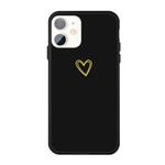 For iPhone 11 Golden Love-heart Pattern Colorful Frosted TPU Phone Protective Case(Black)